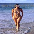 Woman enjoying swinger beach